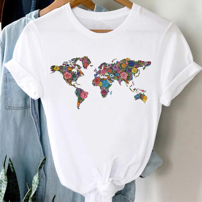 Women Print Tee Top Travel Sweet Lovely Style Trend 90s Summer Fashion Tshirt Short Sleeve Lady Female Clothing Casual Graphic T-shirt
