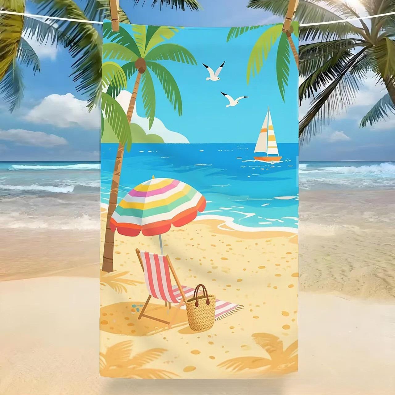 Summer Tropical Palm Tree Absorbent and Quick-drying Beach Towel Microfiber Yoga Swimming Beach Towel Printed Seaside Bath Towel 50x100cm