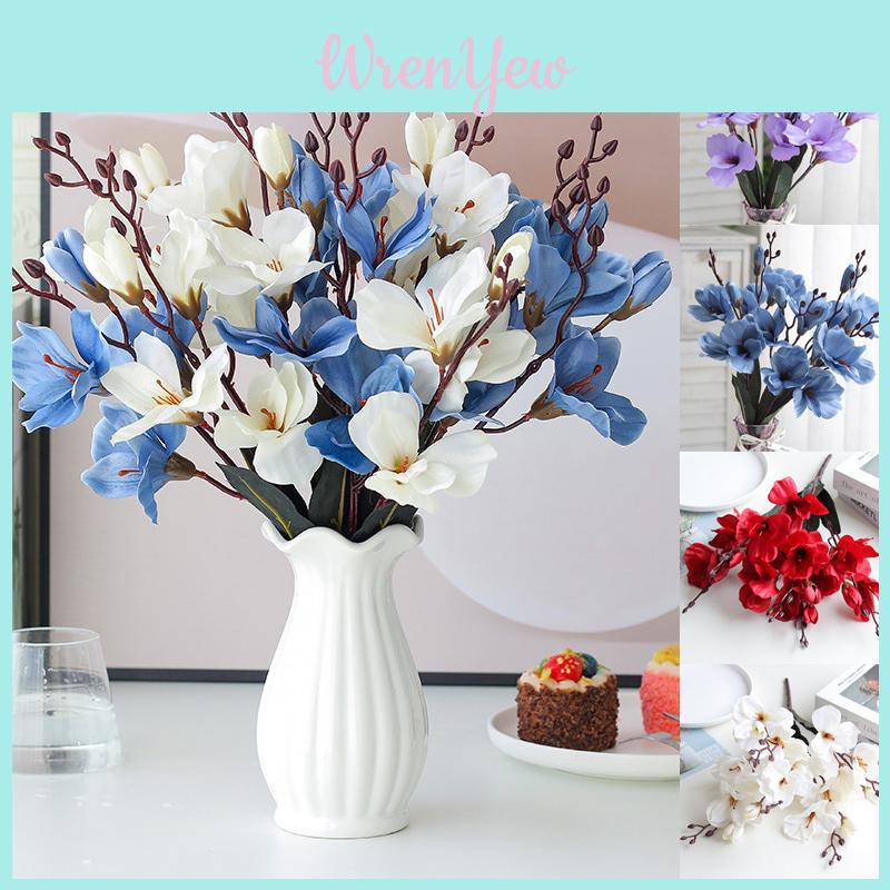 Elegantes und realistisches künstliches Magnolien-Seidenblumen-Bündel für Hochzeiten und Heimdekoration