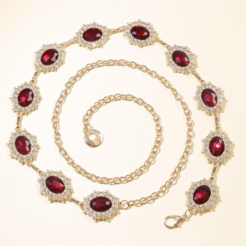 Metal Rhinestone Belly Belts Gold Y2K Waistband Colorful Crystal Waist Chain  Decorative Jeans