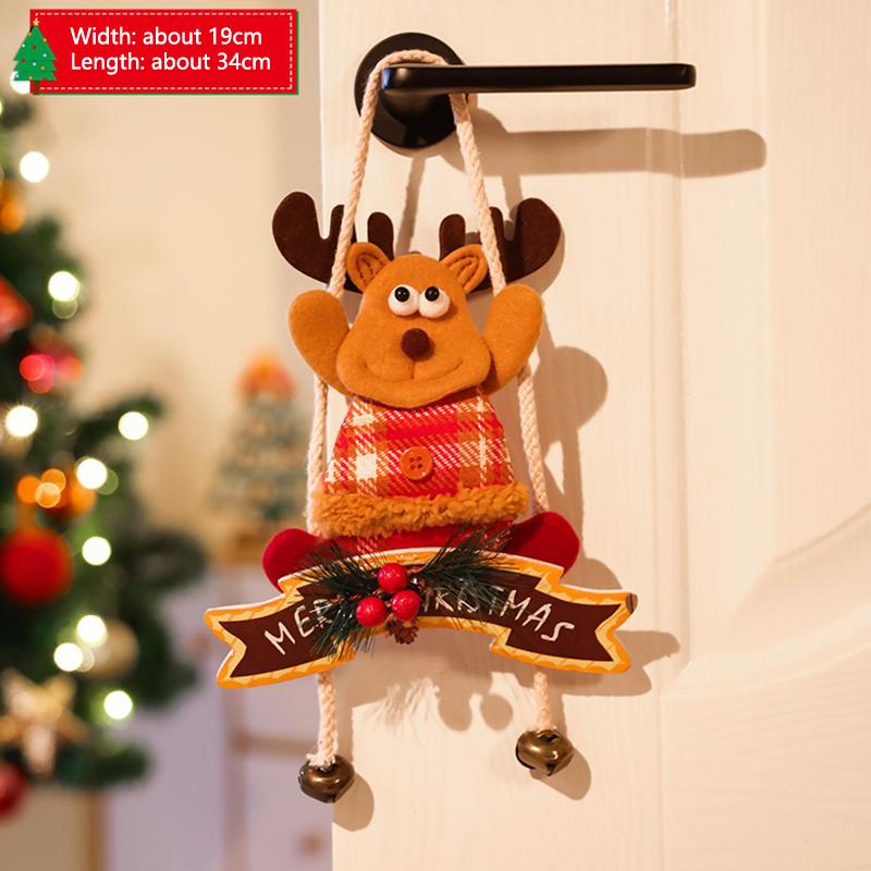 Christmas Decorations Wooden Snowmen Santa Claus Reindeer Door Hanging Ornament XmasTree Indoor Scene Layout Home New Year Decor