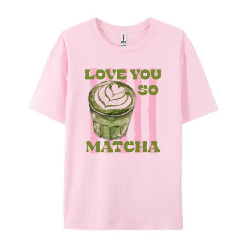 Camiseta Te Amo Mucho Matcha Linda Divertida Amante del Matcha Camiseta Estética Retro Camisetas Gráficas de Matcha Latte Top de Manga Corta para Mujer Regalo