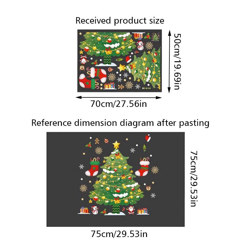 Christmas Adhesive-Free Scene Setting Static Sticker Easy To Use Window Stickers Store Decor 10 Styles