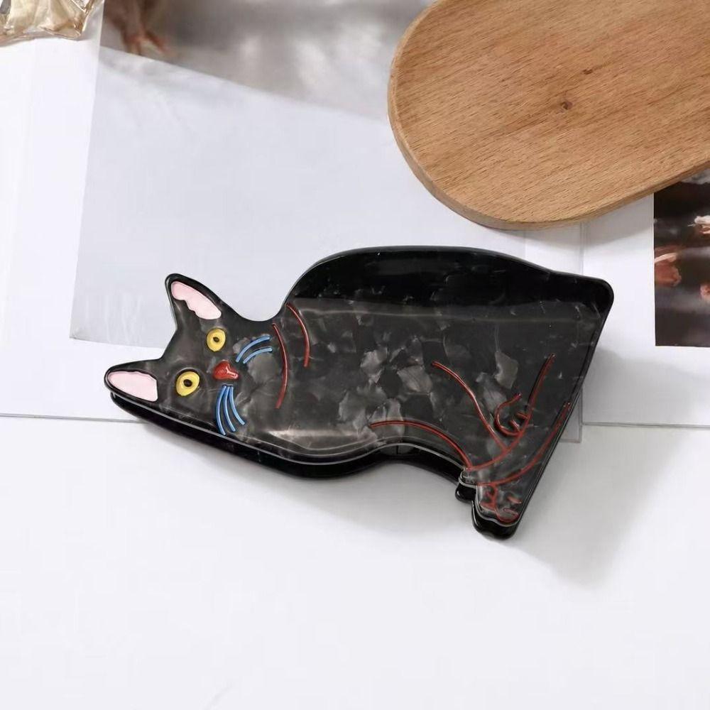 Acetate Material Cat Hair Claw Clip Korean Style Acetate Hair Clips Cute Shark Clip  For Women