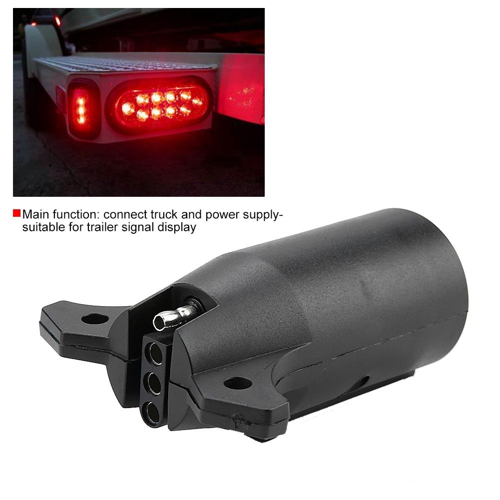 7 Way To 4 Way Flat Blade Trailer Towbar Towing Socket Plug Adapter Connector 12V US Plug