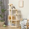Large Cat Scratching Tree 70x40x152 Cm Cat Tower With Multiple Platforms Cave Hammock Posts Beige
