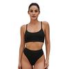2 Stück/Set Sommer Geripptes Bikini-Set High-Waist Bauchkontrollierende Unterteile U-förmiger Rücken Neckholder BH-Set Schnelltrocknende Elastische Bademode