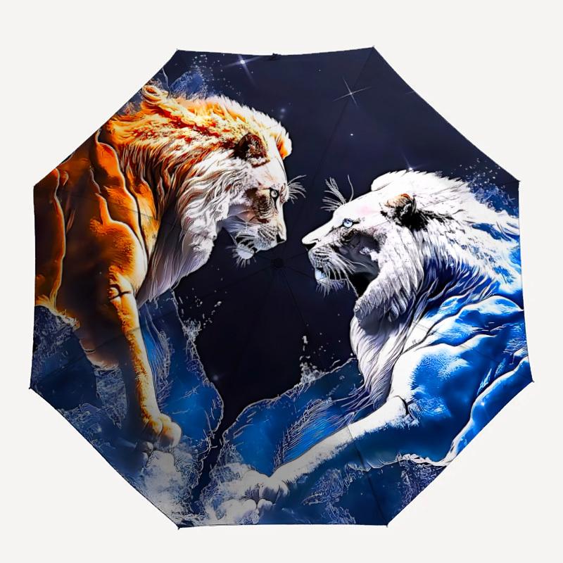 

1pc Lion, Watercolor Folding Umbrella, Durable, Suitable for Outdoor Activities or Rain, Suitable for Commuting yy251027116