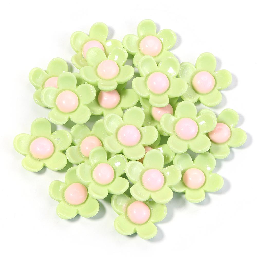 20pcs/lot Colorful Flower Flatback Resin Cabochons Flower Cabochon Beads For DIY Crafts Jewelry Making Decoration Accessories