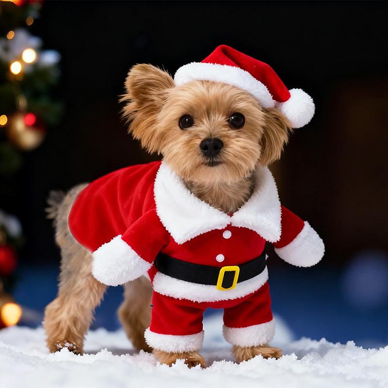 Niedliches Hunde Weihnachtsmann Outfit Weihnachtskostüm für kleine Hunde Katzen Teddy Yorkie Cosplay Kleidung Verkleidung Jumpsuit Partyzubehör