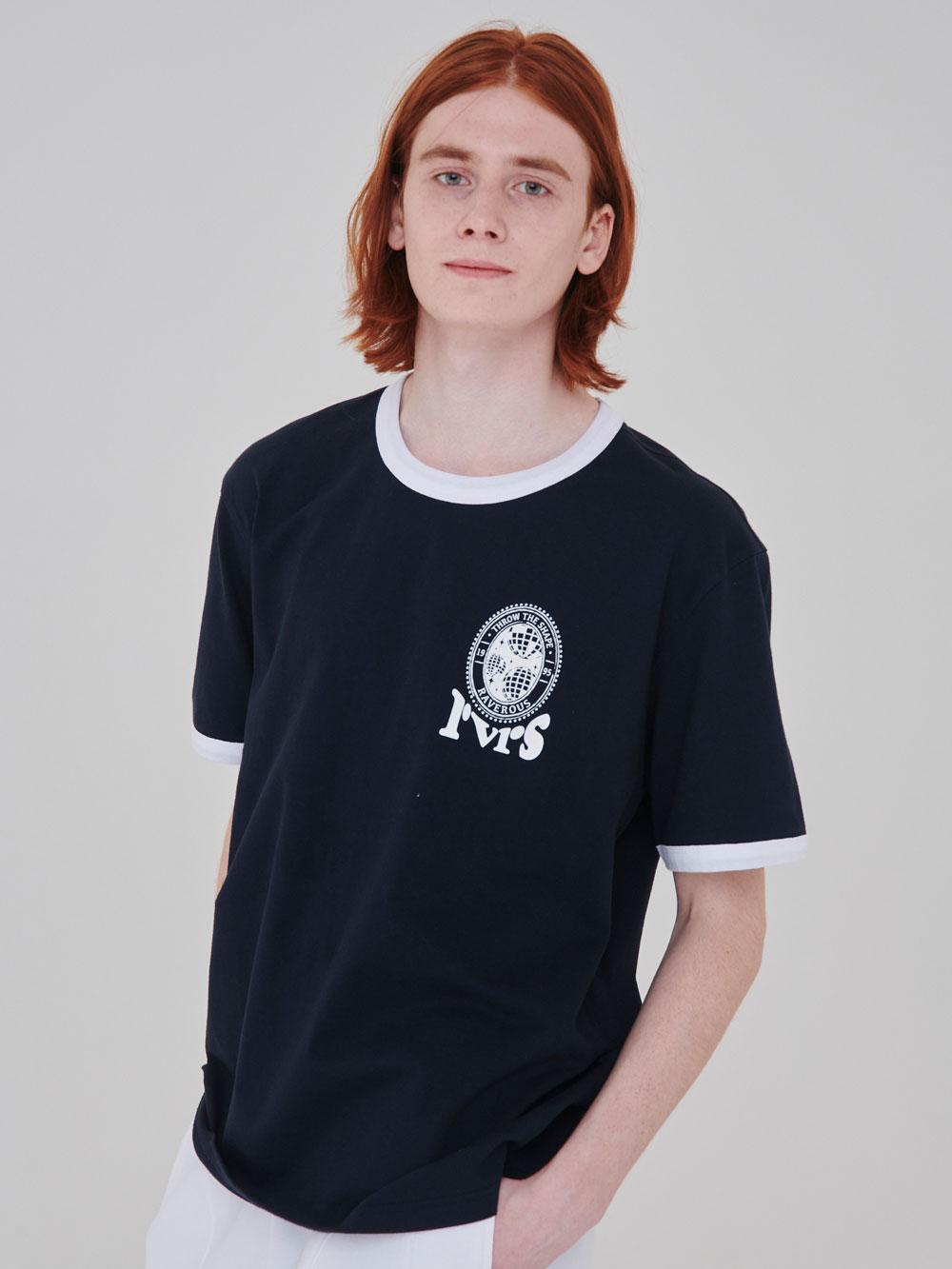 Raverous Ringer Short Sleeve T-Shirt Navy Free