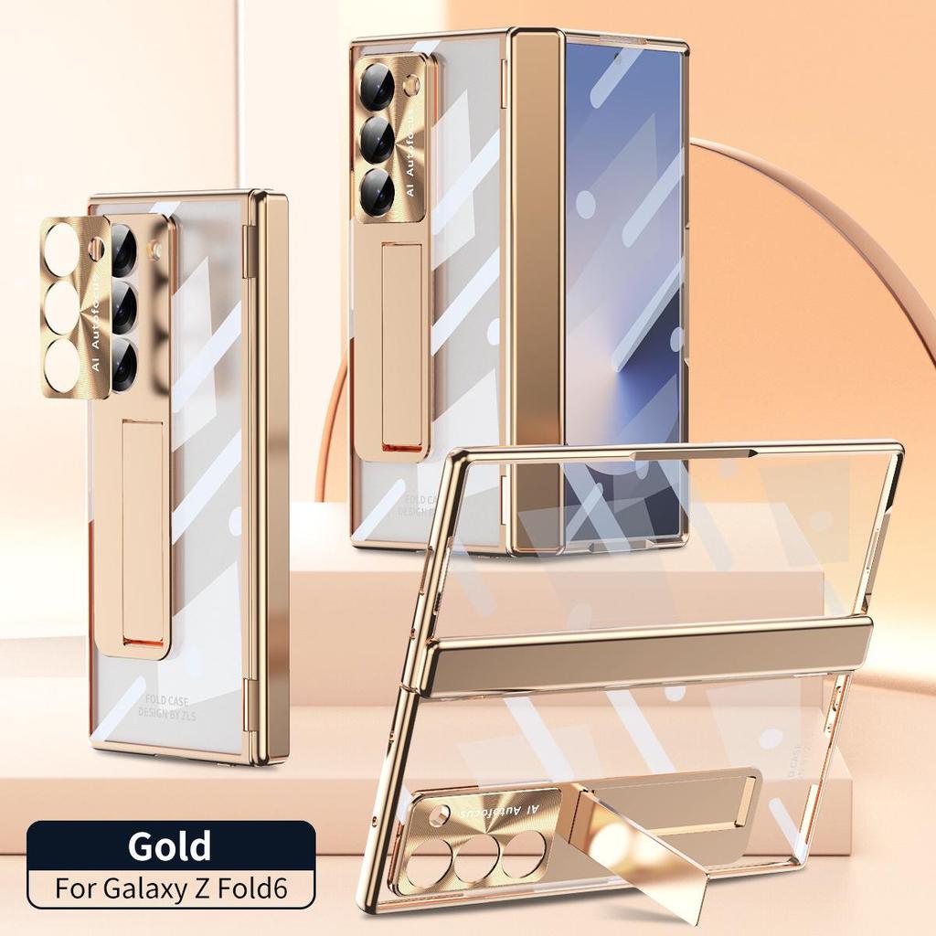 Samsung Z Fold7/6 Case: Dual Hinge, Pen Slot, Electroplated Transparent Shell, Full Coverage Protection.