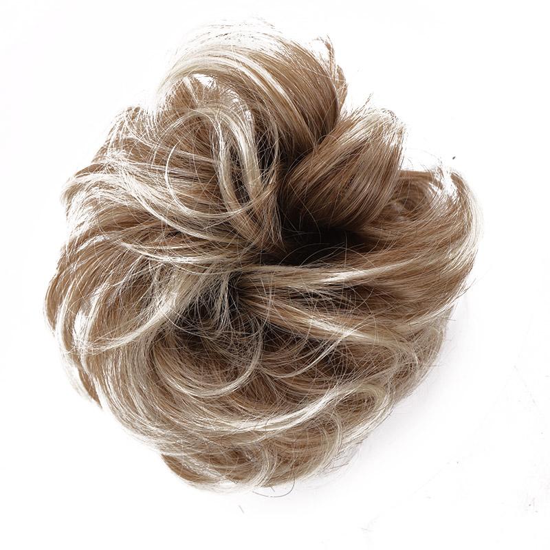 Messy Hair Bun Extensions Rubber Band Synthetic Hair Extension Curly Wavy Messy Synthetic Chignon Scrunchy Updo Hairpiece For Women Girls