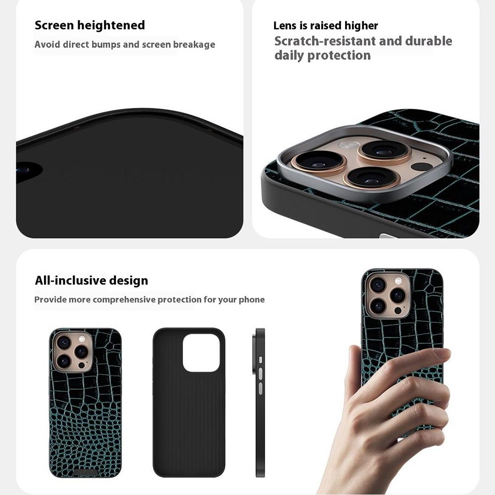 ABEEL Deksel til iPhone 16 Pro Max Kompatibel med MagSafe Krokodilletekstur Mikro-preget Bakdeksel