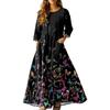 Women's Retro Ethnic Ribbon Embroidered Sleeveless Linen V-neck Maxi Dress