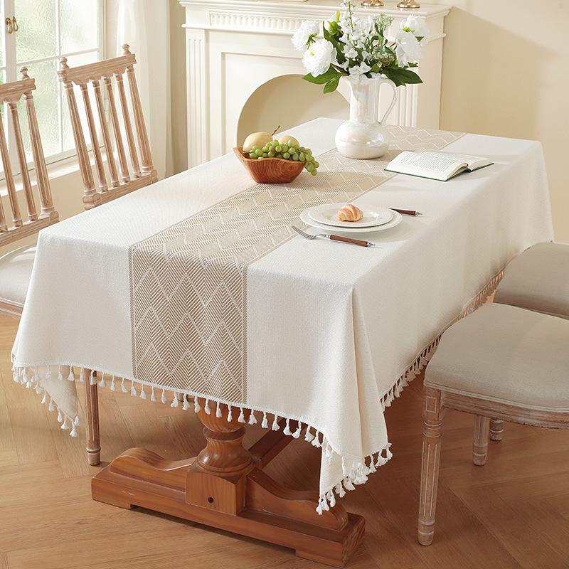 Nordischer Bestseller Imitation Baumwolle und Leinen Tischdecke Weihnachten Jacquard Retro Blume Fransen Tischdecke Couchtisch Tischdecke Abdeckung Handtuch Tuch