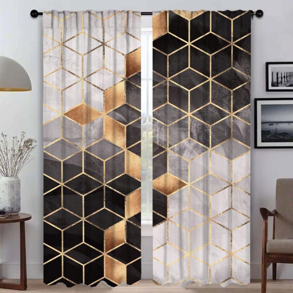 Modern Geometric Prismatic Lattice Partition Curtain Room Panel Living Curtains Tulle Bedroom Shades Darkening Polyester Ideal For
