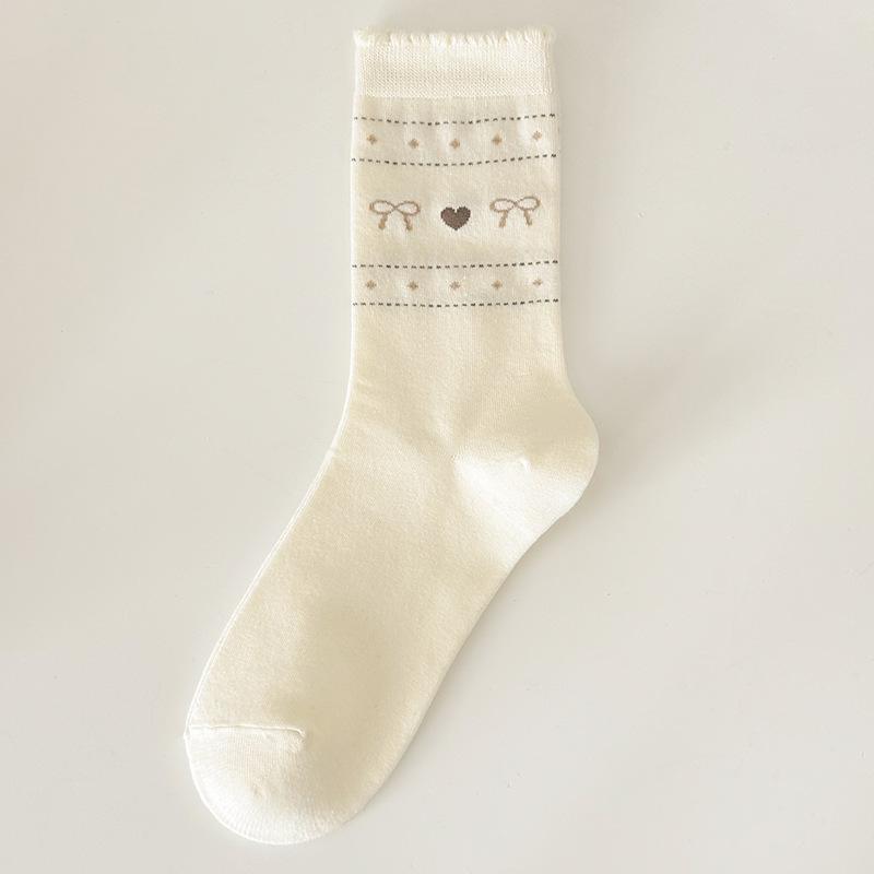 Socks Pure Cotton Tube Socks Season Idea Yarn Bow Love Cute Lace Cotton Stacking Socks