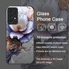 Luxury Lotus Marble Floral Pattern Tempered Glass Phone Case for Samsung Galaxy A56 A72 A55 A54 A53 A52 A36 A15 A14 A13 5G Cover
