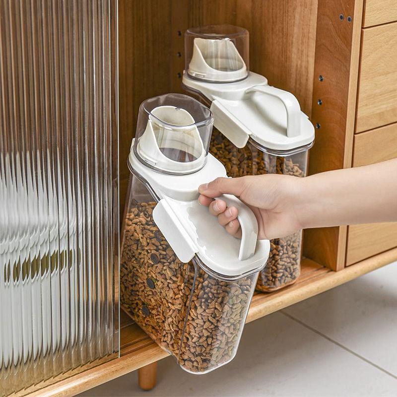 Large Capacity Plastic Seal Pet Food Storage with Scale Washable Transparent Moisture-proof Cat Food Container Dog Accessories