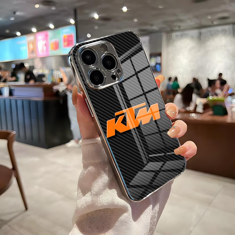 Motorcycle Racing K-KTMES Phone Case For IPhone 17 Pro Max 15 Pro 16 14 Plus 12 13 Mini 11 Pro Shockproof Electroplated Glass Co