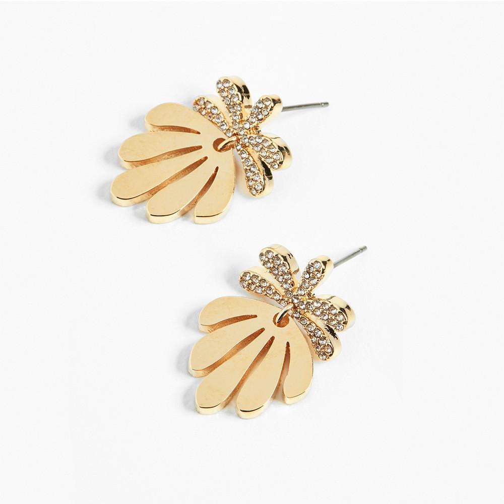 American European Dainty Style Leaf Earrings Gold And Silver Studs Alloy