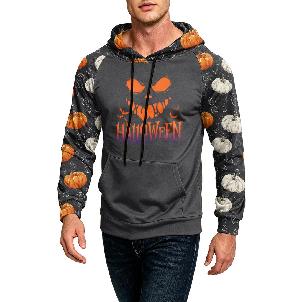 Men's Printed Hoodie with Pocket and Drawstring Loose Fit Casual Sweatshirt