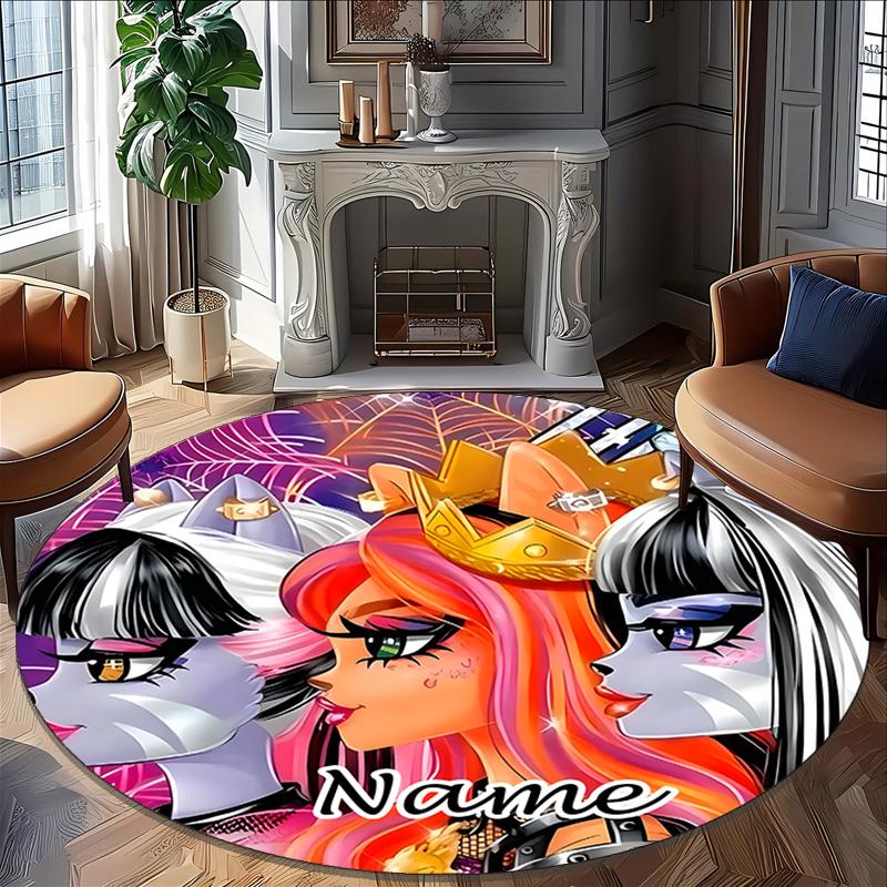 Customizable Monster High Draculaura1 Round Non-Slip Carpet - Ideal for Garden, Picnic, Office, Perfect for Decoration, Suitable For All Seasons