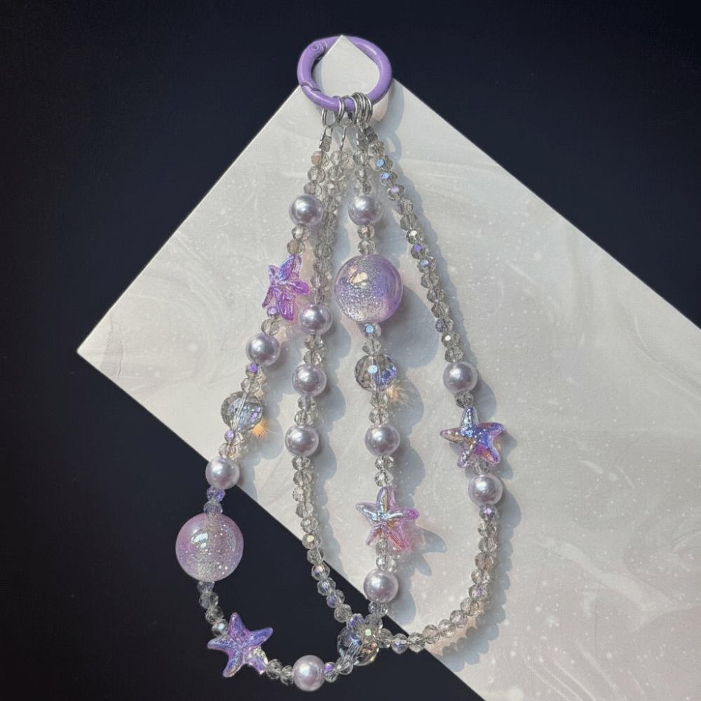 

Short Beaded Wrist Bag Pendant Double-layer Car Keychain New Mobile Phone Lanyard Bag Accessory фіолетовий