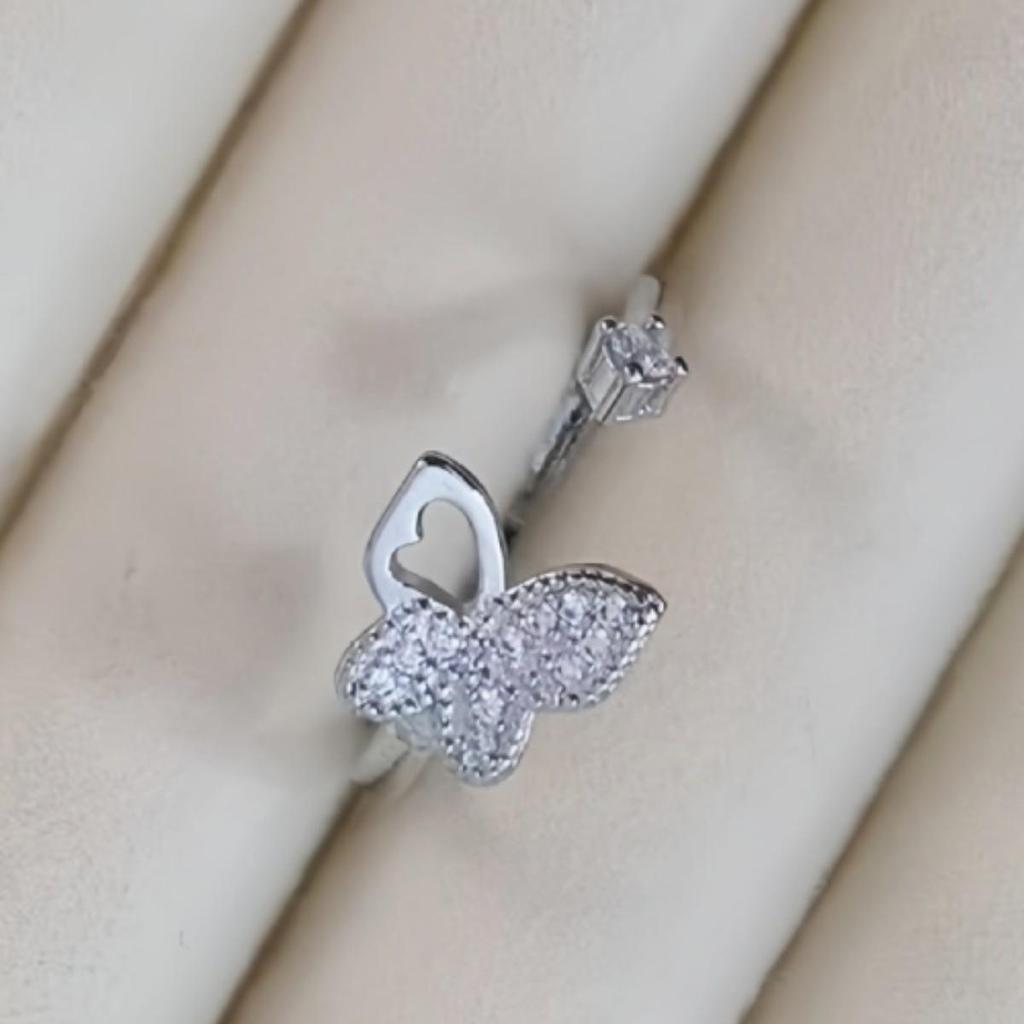 Elegant Butterfly Rhinestone Open Ring