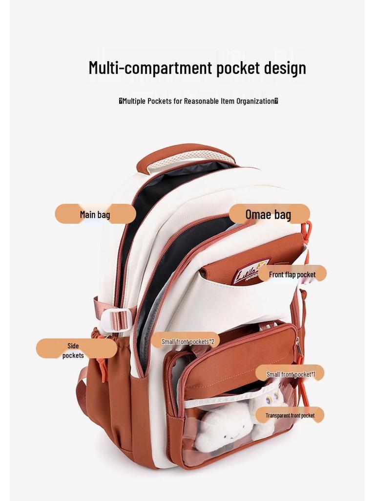 High-Capacity Colorblock Backpack for Girls - Lightweight, Spine-Support, Ideal for Middle & High School Students