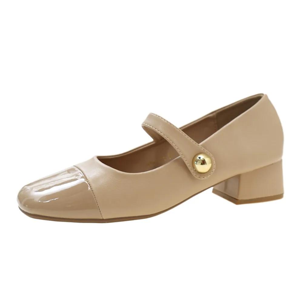 Mary Jane Shoes for Women New Fashion Medium Heeled Women Single Shoes Soft and Comfortable Red Ballet Shoes Zapatos De Mujer