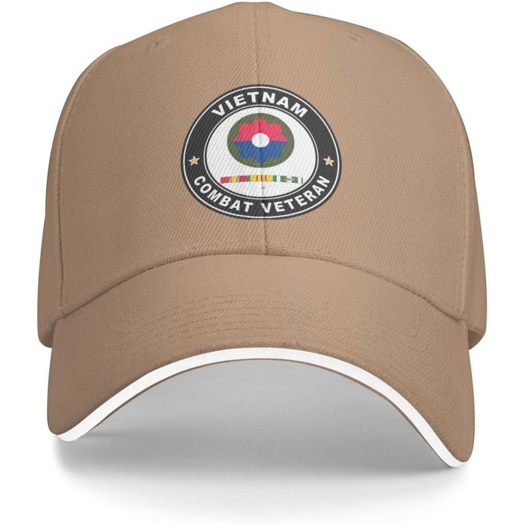 9th Infantry Division Vietnam Combat Veteran with Ribbons Adjustable Baseball Cap Unisex Sandwich Dad Hat Golf Hat
