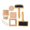 8PCS Set Wooden Knitting Gauge Wool Brush Set Wool Felting Brush and Knitting Measure Tool Kit