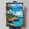 Cancun Mexico Travel Printed Poster Customized Wall Art Retro Vintage Metal Tin Signs for Home Office Decor House Items Bathroom