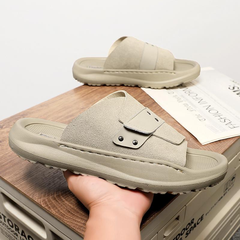 Fashion 2025 Causal Shoes High Quality Men's Summer Cow Suede Leather Slippers Casual Soft Sole Anti Slip Vintage Men Sandals Size 38-44