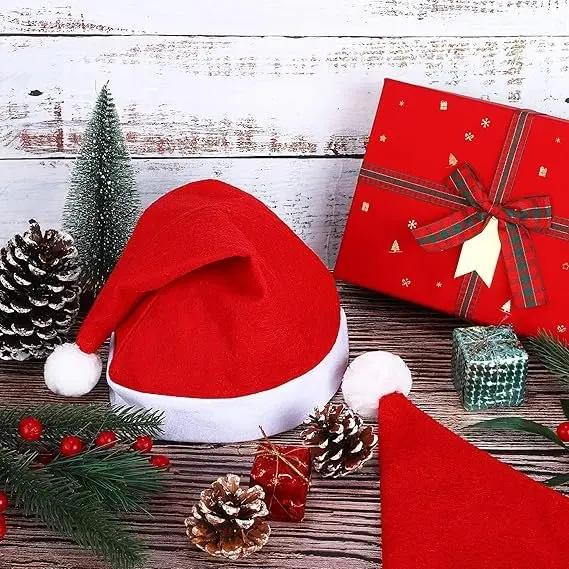 30 Peças Chapéus de Natal para Adultos e Crianças Tecido Não Tecido Chapéus de Natal do Papai Noel Gorro Feliz Natal Festa de Ano Novo Decoração de Festival Presente