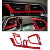 Car Accessories Fit for Honda 10th Gen Civic 2016-2021 Interior Console Dashboard Air Condition Outlet Vent Trim Cover Frame (Red) ABS 3 PCS