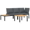 VidaXL Garden Lounge Set 3 Pcs with Cushions Black Aluminium, Garden Sofa Set, Patio Sofa Set, 3283683