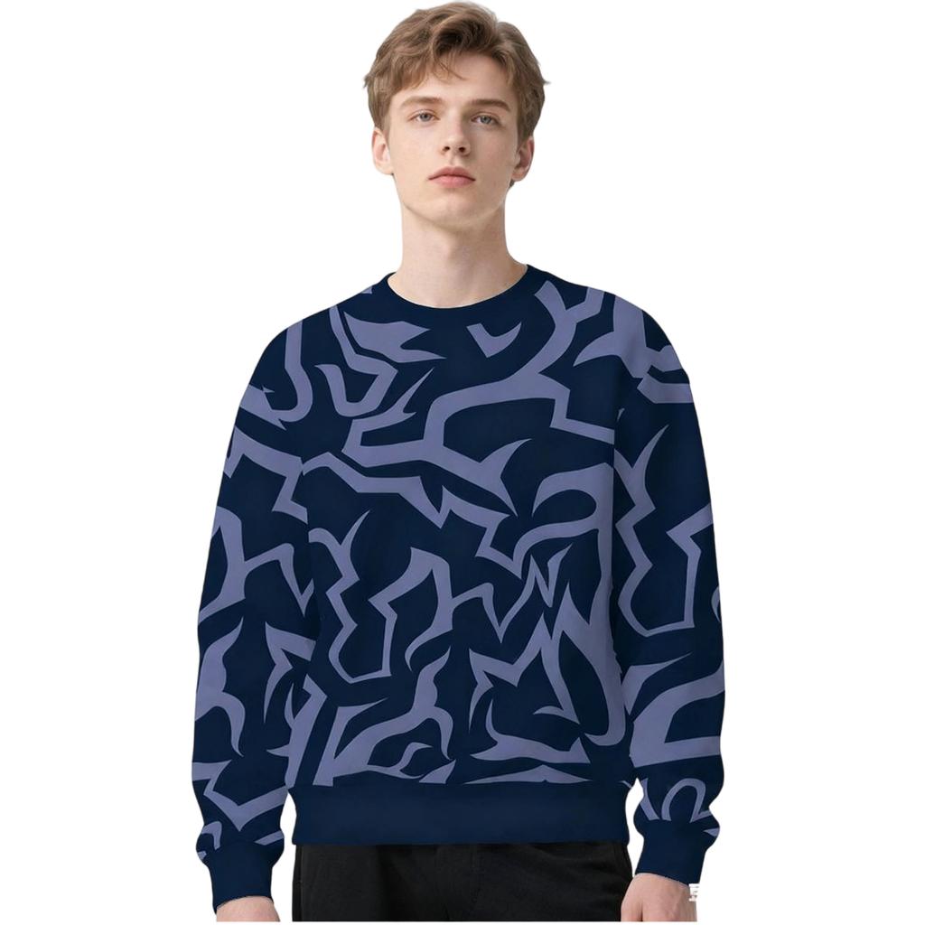 Women's Casual Round Neck Printed Pullover Long-sleeved Hooded Sweatshirt Top