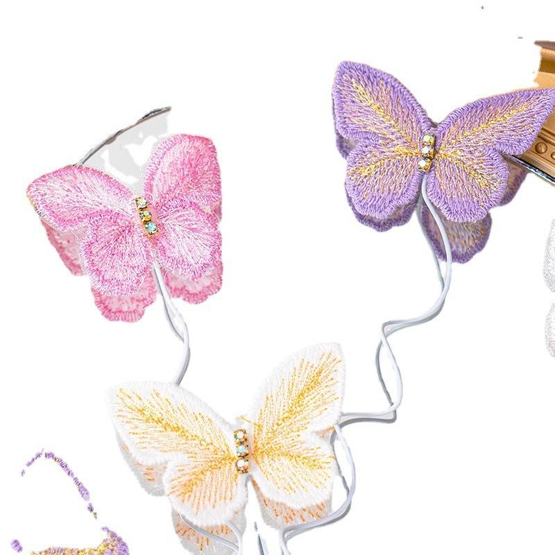 5pcs Mother's Day Embroidered Butterfly Cake Picks Birthday Dessert Table Baking Decoration Accessories