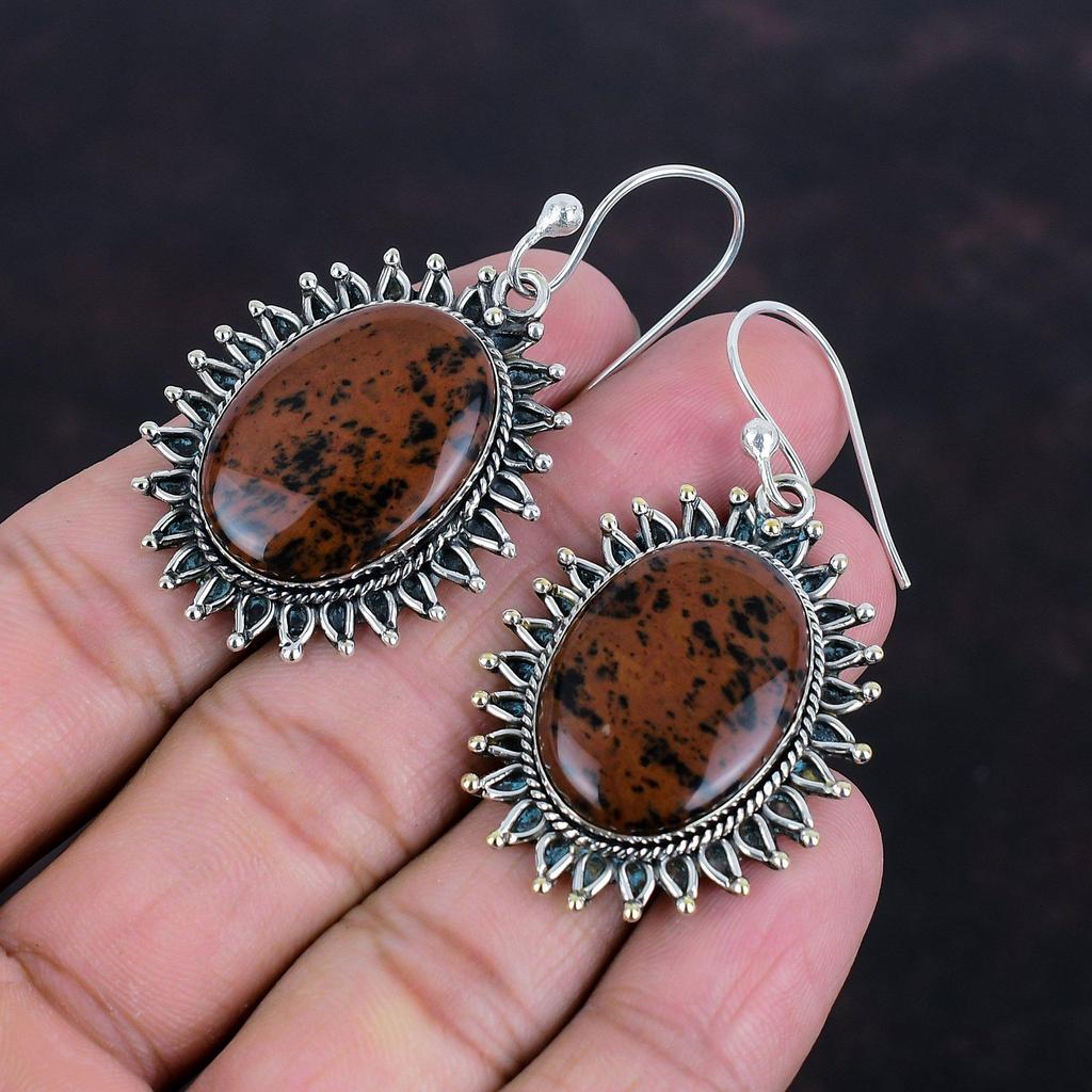 Mahogany Obsidian Earring Real Gemstone Earrings Silver Jewelry Handmade Earring 925 Sterling Silver Earring Unique Earring Gifts For Mother