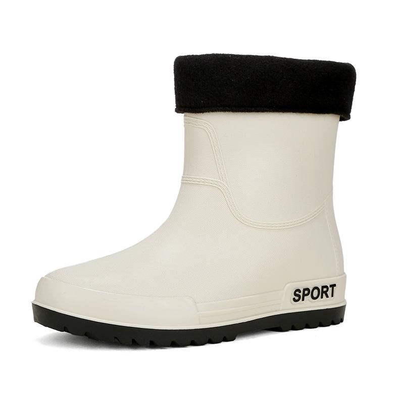 Rain shoes men's warm rain boots non-slip short tube integrated waterproof shoes kitchen rubber shoes medium tube car wash fishing shoes