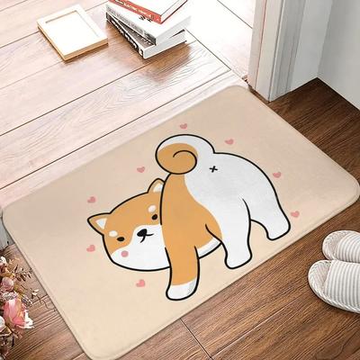 Cute Cartoon Dog Pattern Door Mat Floor Mat with Adorable Shiba Inu and Corgi Designs for Home Entrance Decor