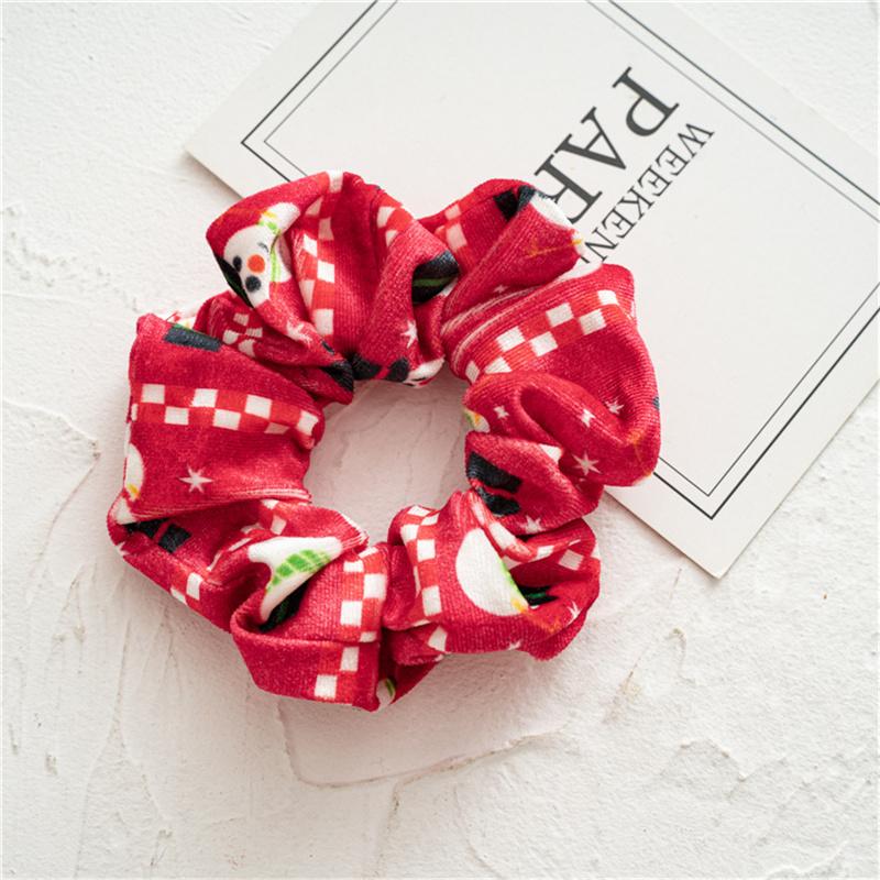 30pcs  Women Hair Scrunchies Christmas Print Corduroy Cloth Hairbands Lady Girls Ponytail Hair Ties Accessories