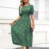 Women Dresses 2025 Summer Short Sleeve O-Neck Print Black Women Dress J887