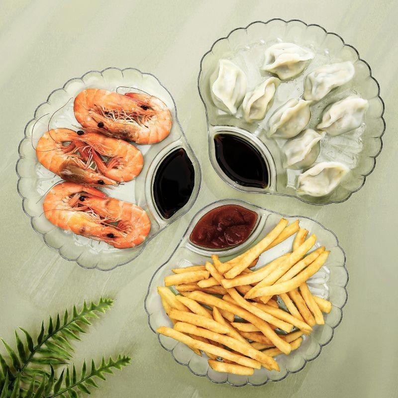 Household Dumpling Plate with Vinegar Dish and Separate Serving Plate, Transparent Scallop Dumpling Storage Plate, Kitchen Dumpling Plate
