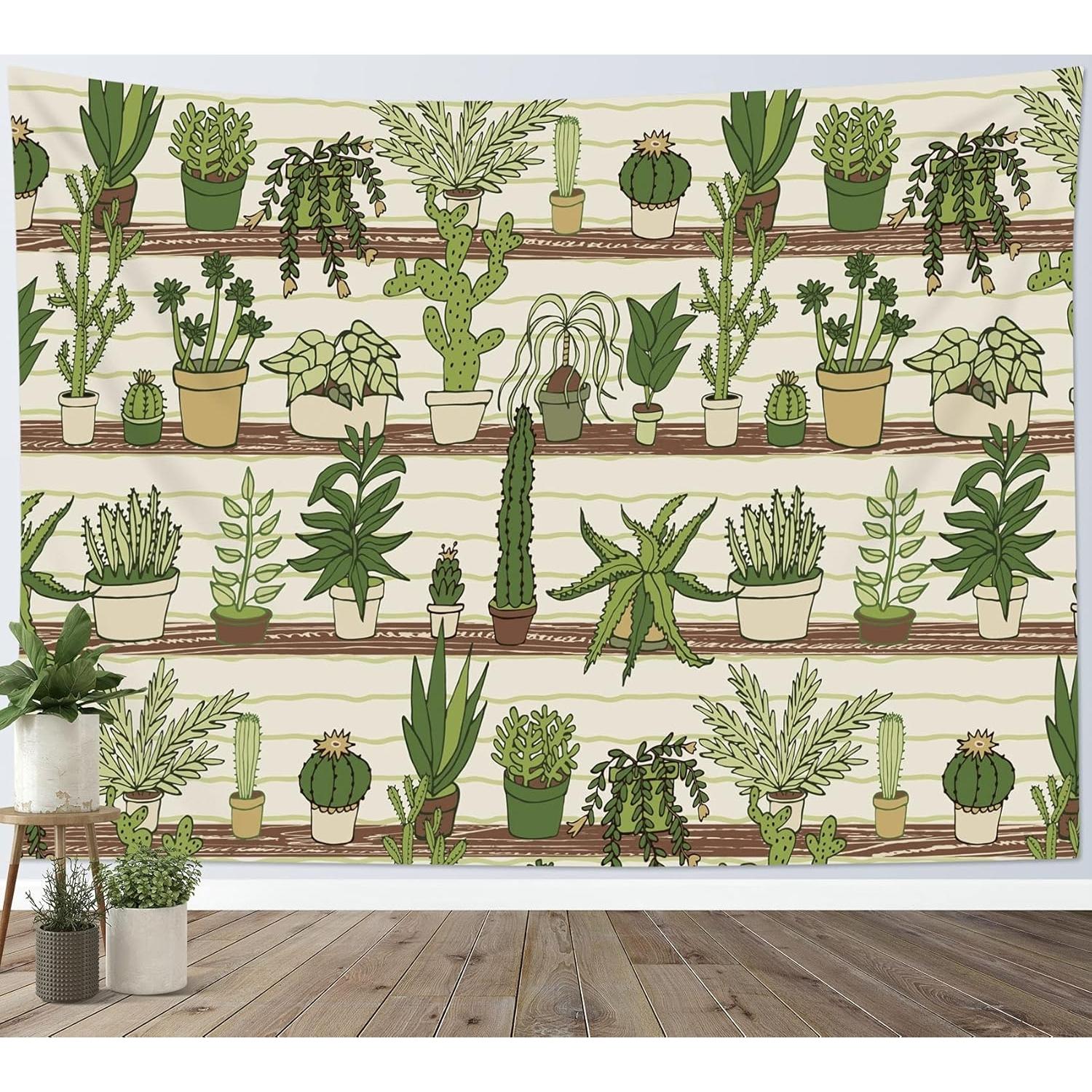 Cactus tapestry in the style of Hwest tropical desert succulents 75x100