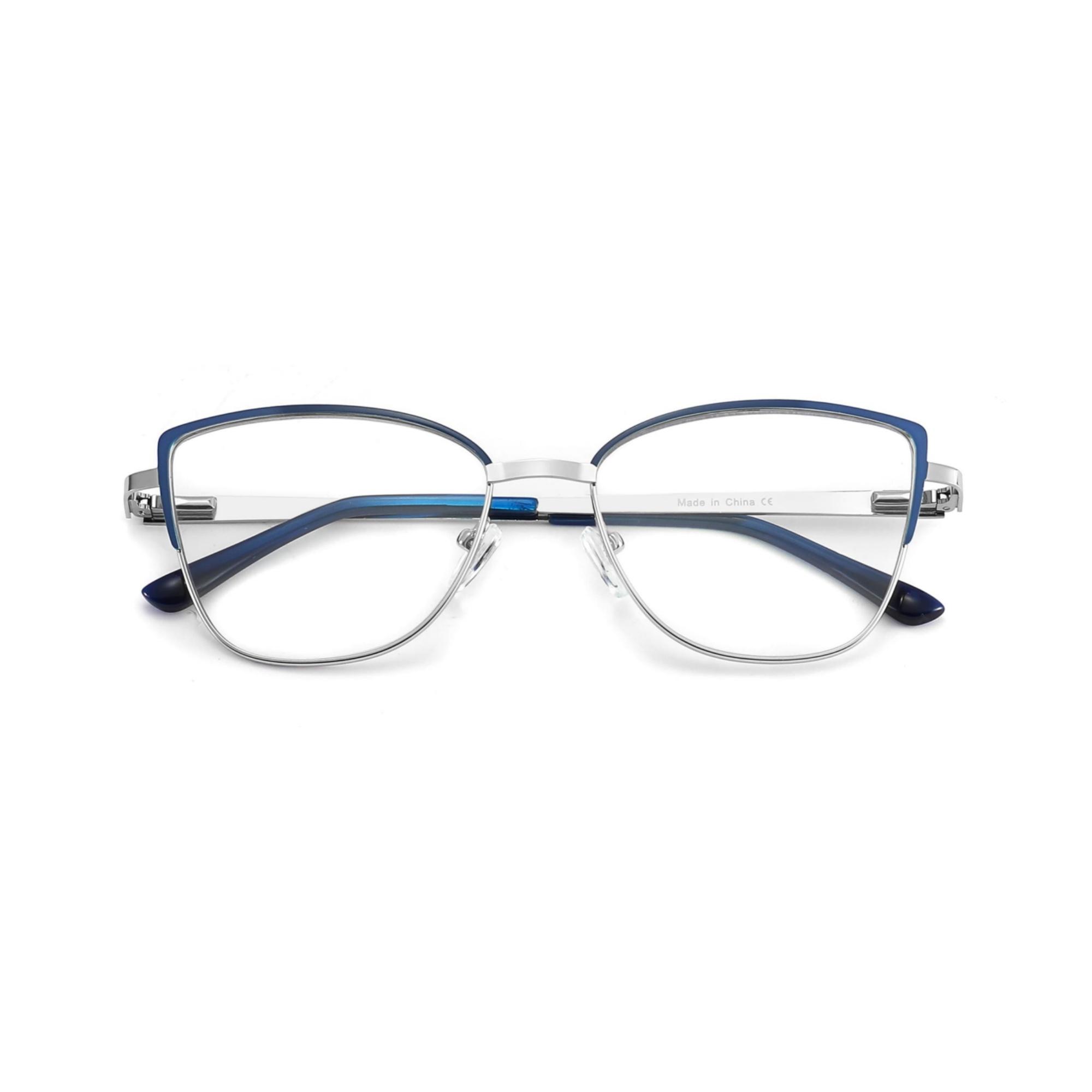 

Retro Cat Eye Glasses for Women, Anti Blue Light UV400 Reading Glasses, Silver Metal Frame (52-17-145) in Purple/Blue/Burgundy. +100