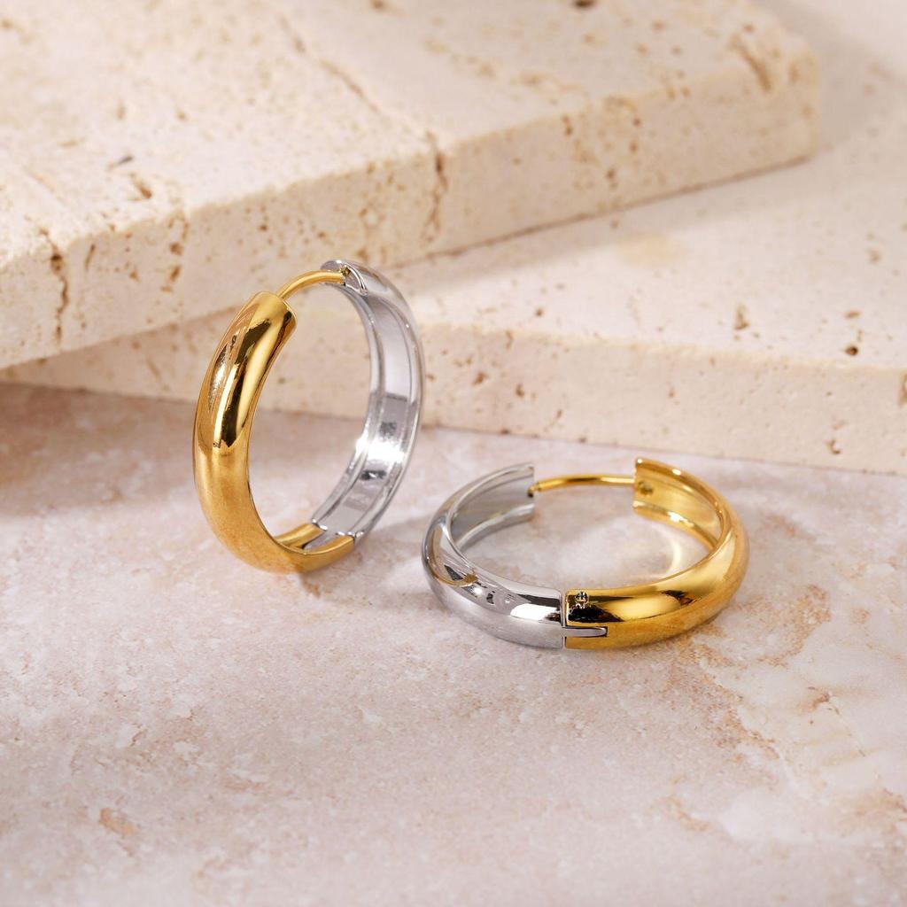 Elegant Titanium Steel Hoop Earrings for Women - Lightweight, Luxurious, Round & Colorfast Accessories